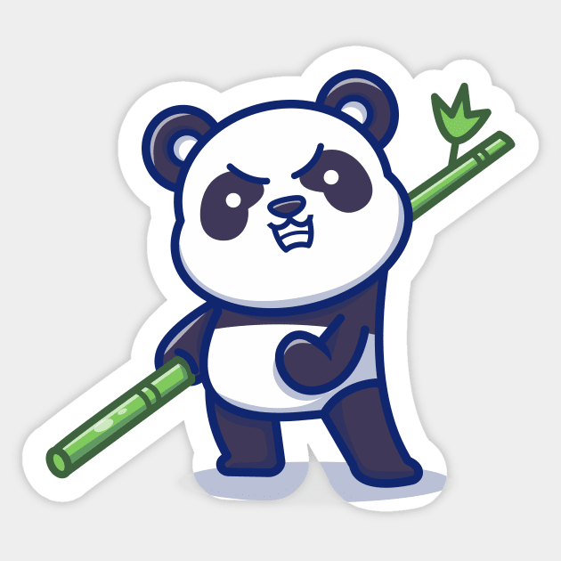 Angry Panda Holding Bamboo Sticker by Catalyst Labs